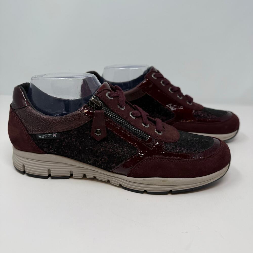 Mephisto YLONA Sneakers Women's 8.5 Marron Patent Leather Accents Metallic - Picture 12 of 13